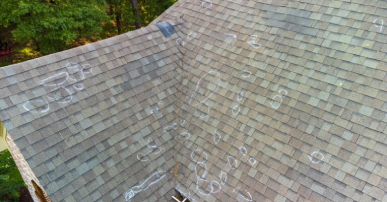 Hail-Damaged-Roof-Inspection-Marked